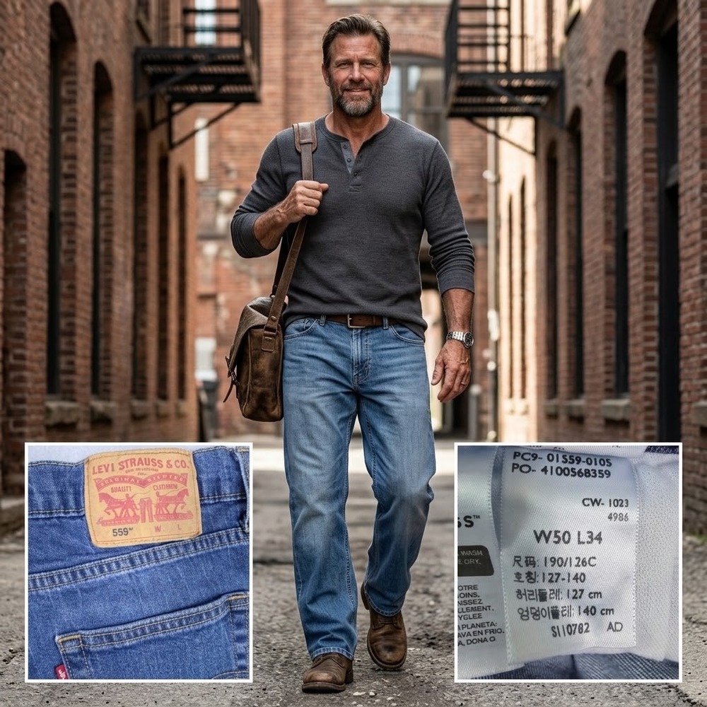 Streetwear Normcore Levis 559 Relaxed Straight Mens 50x34 Blue Denim Jeans Big
